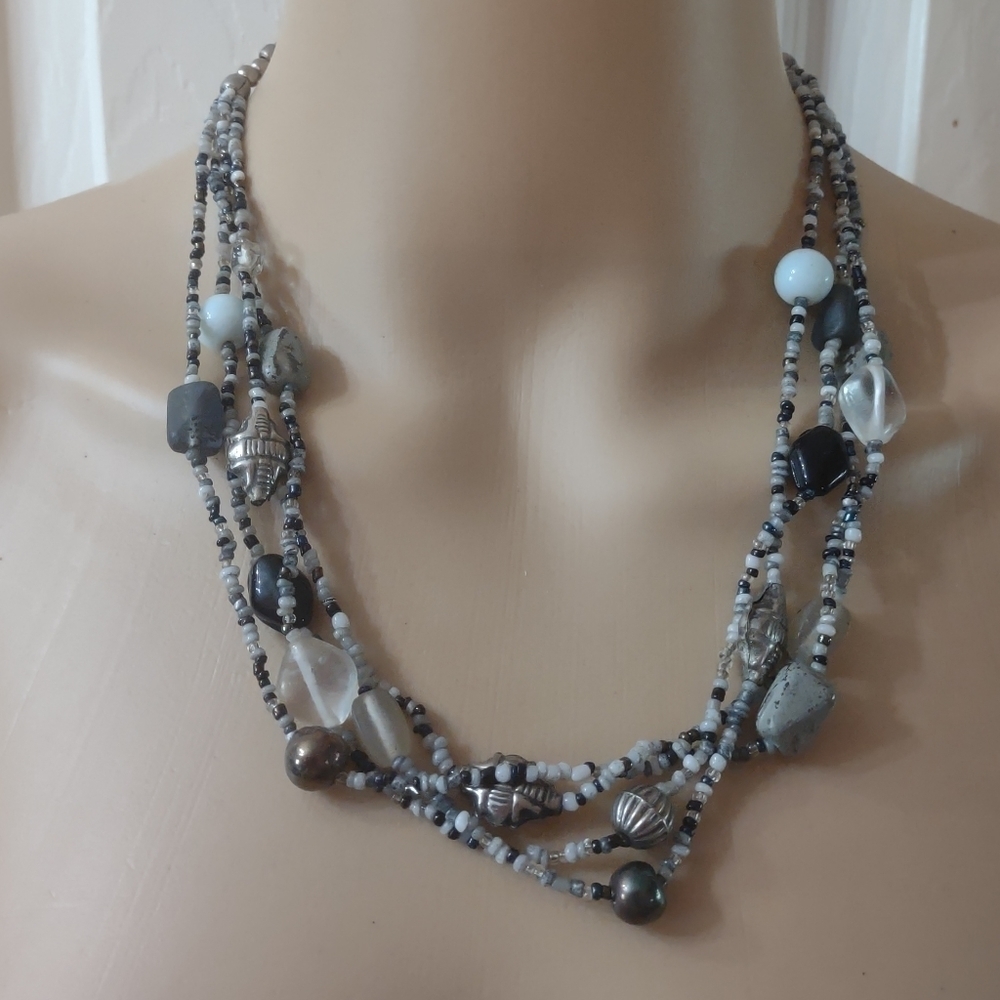 10 inch Multi Strand Multi Colored Beaded Necklace